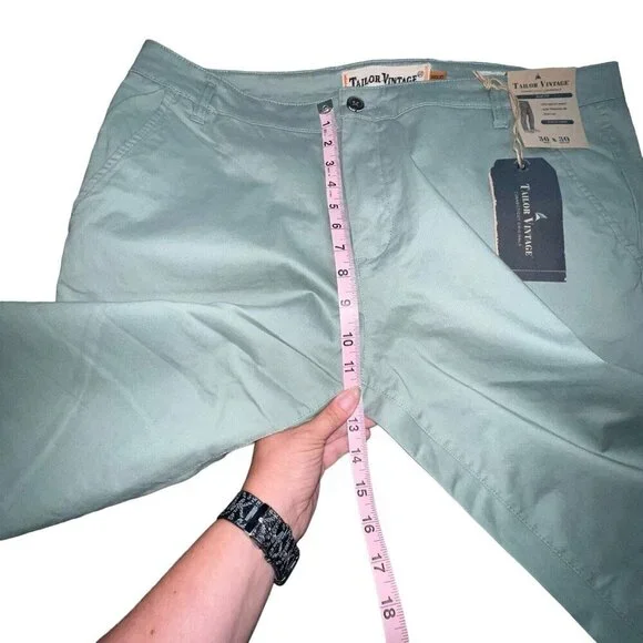 Tailor Vintage Connecticut Originals Slim Fit Chinois Green Pants Men Size 36x30